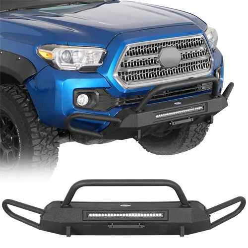 Steel Front Bumper W/ 72W Led Spotlight Bar 2016-2023 Toyota Tacoma - Hooke Road 1
