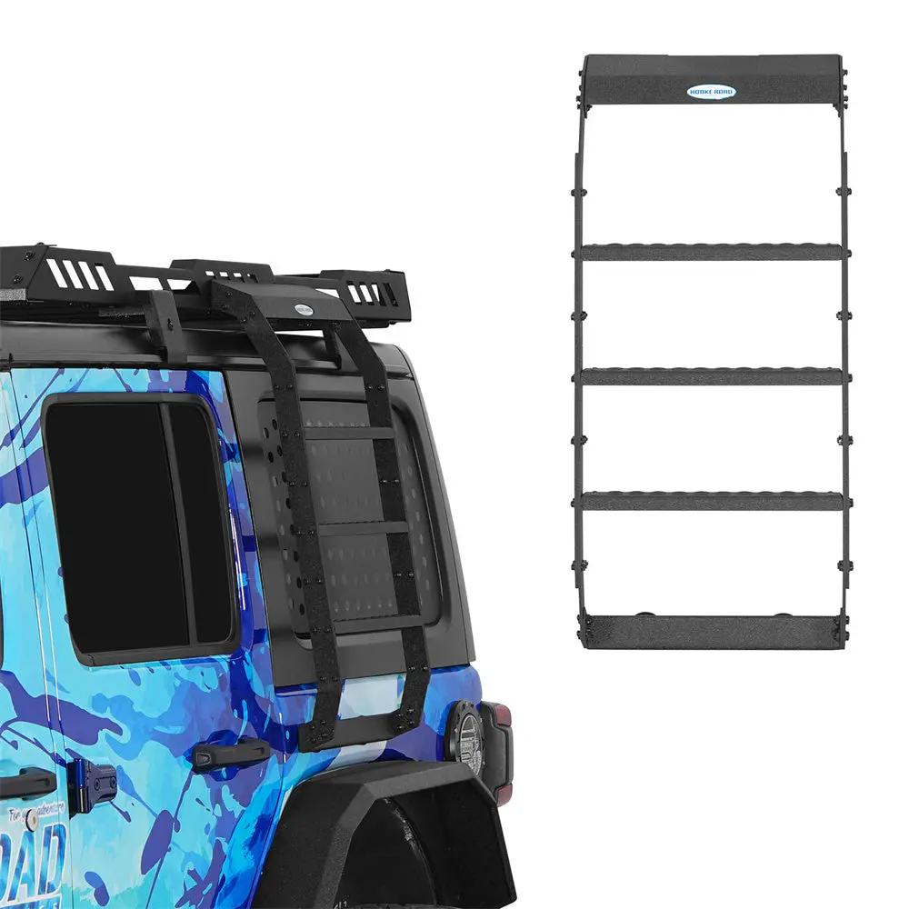 Side Roof Rack Ladder With 3 Steps (07-18 Jeep Wrangler Jk & 18-26 Wrangler Jl Hardtop) - Hooke Road 1
