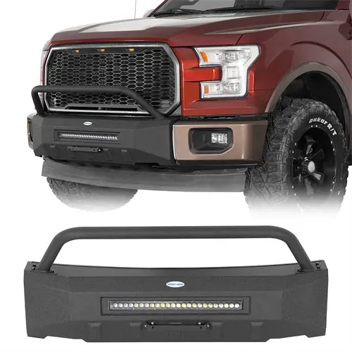 Stubby Front Bumper W/ License Plate Mount For 2015-2017 Ford F-150 (Excluding Raptor) - Hooke Road 1