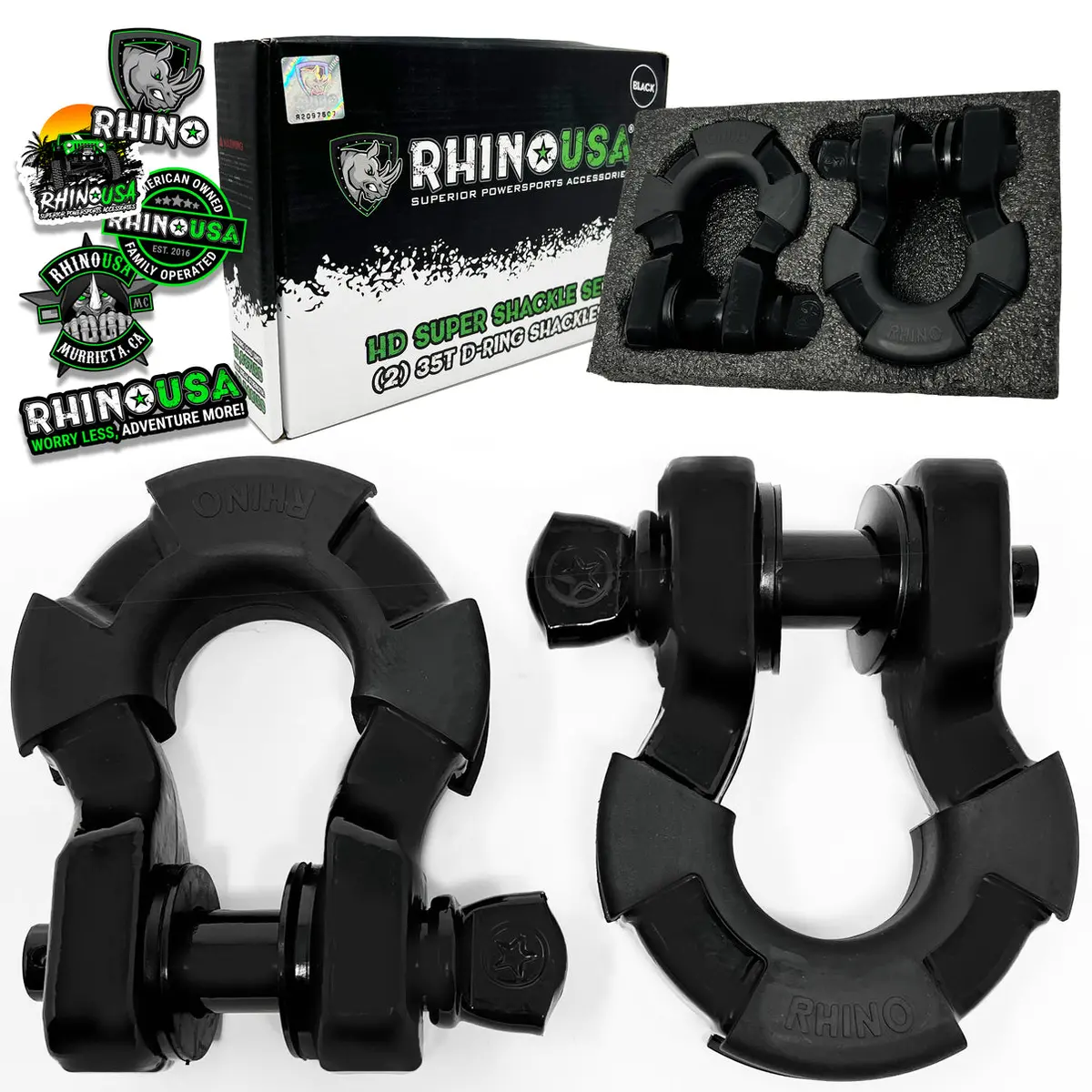 Rhino Usa 8T Super Shackle 2-Pack (Matte Black) 1