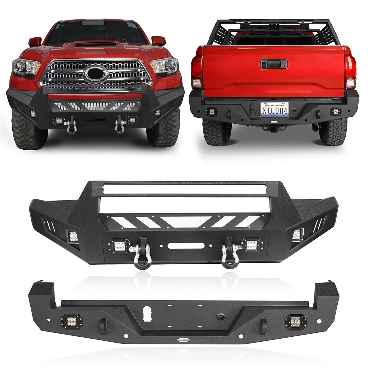 Hooke Road Front & Rear Bumpers Combo(16-23 Toyota Tacoma 3Rd Gen) 1
