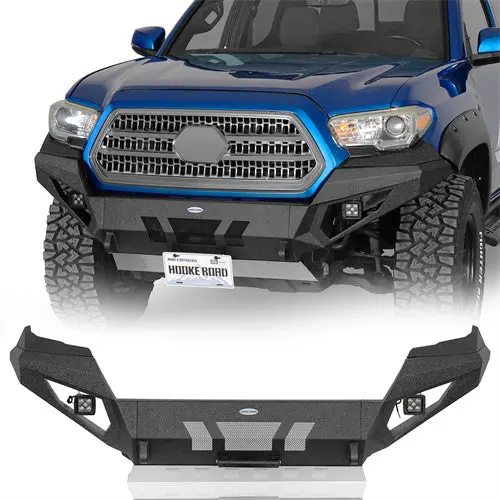 Tacoma Front Bumper W/ Skid Plate & Led Lights (16-23 Toyota Tacoma 3Rd Gen) - Hooke Road 1
