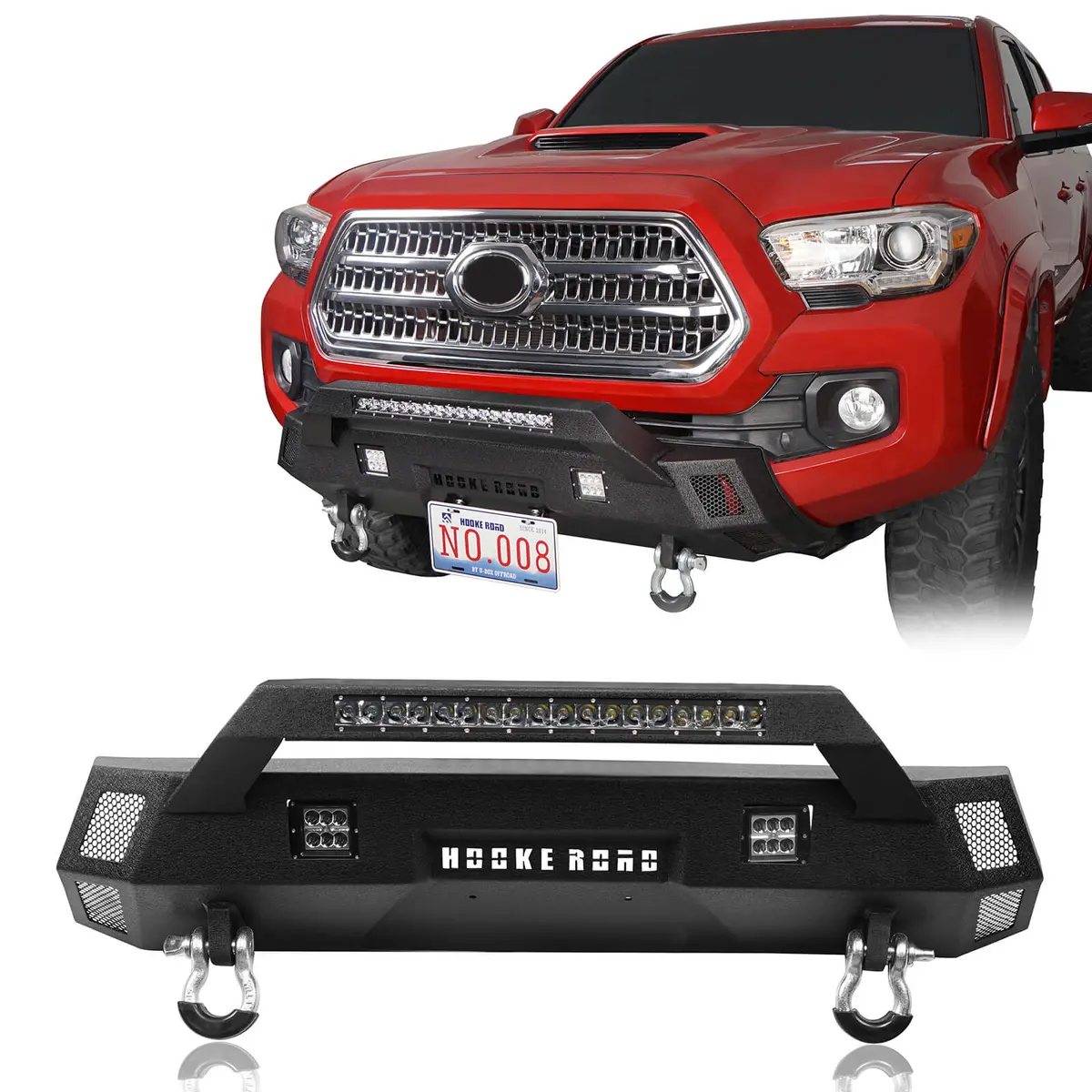 Hooke Road Hr ⅱ Stubby Front Bumper W/License Plate Bracket (16-23 Toyota Tacoma 3Rd Gen) 1
