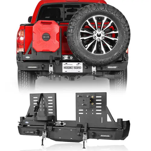 Aftermarket Rear Bumper W/ Dual Swing Arms & Tire Carrier & 5.3-Gallon Jerry Can Holder For 2005-2015 Toyota Tacoma - Hooke Road 1