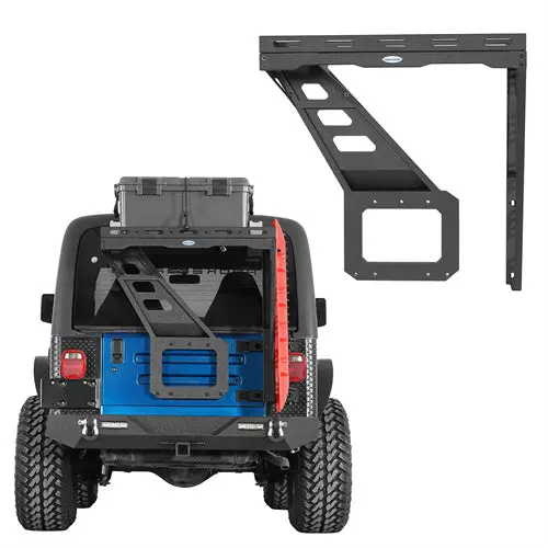 Tailgate Basket Rear Cargo Rack W/ Reinforced Hinge (97-06 Jeep Wrangler Tj) - Hooke Road 1