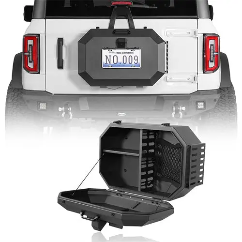 Tailgate Spare Tire Carrier Outer Storage Lock Box For 2021 2022 2023 2024 Ford Bronco - Hooke Road 1