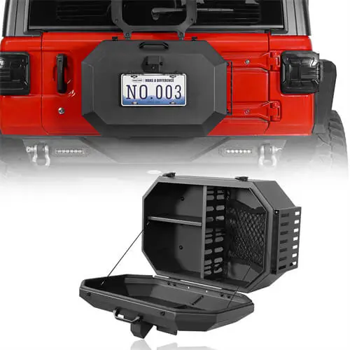 Tailgate Spare Tire Carrier Storage Lock Box For 2018-2025 Jeep Wrangler Jl - Hooke Road 1