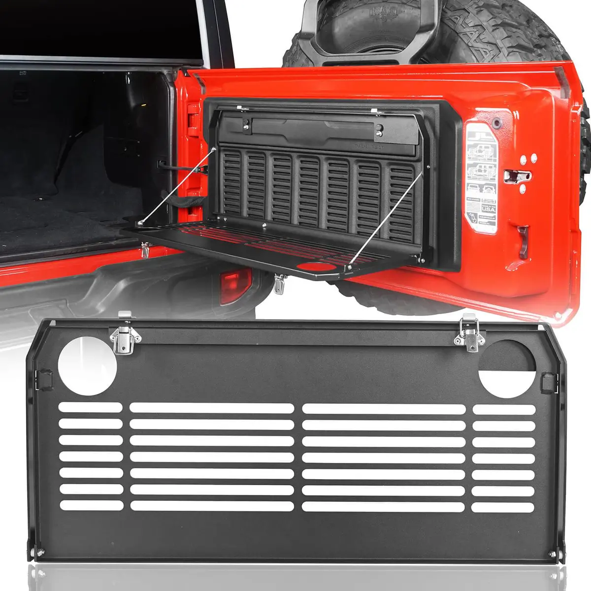 Hooke Road Tailgate Table Cargo Shelf Foldable(18-20 Jeep Wrangler Jl) 1