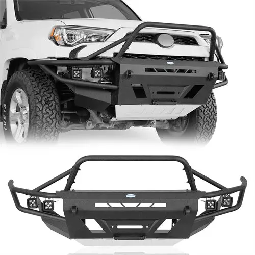 Tube Front Bumper W/ Winch Plate & 4 Led Spot Lights (14-24 Toyota 4Runner) - Hooke Road 1
