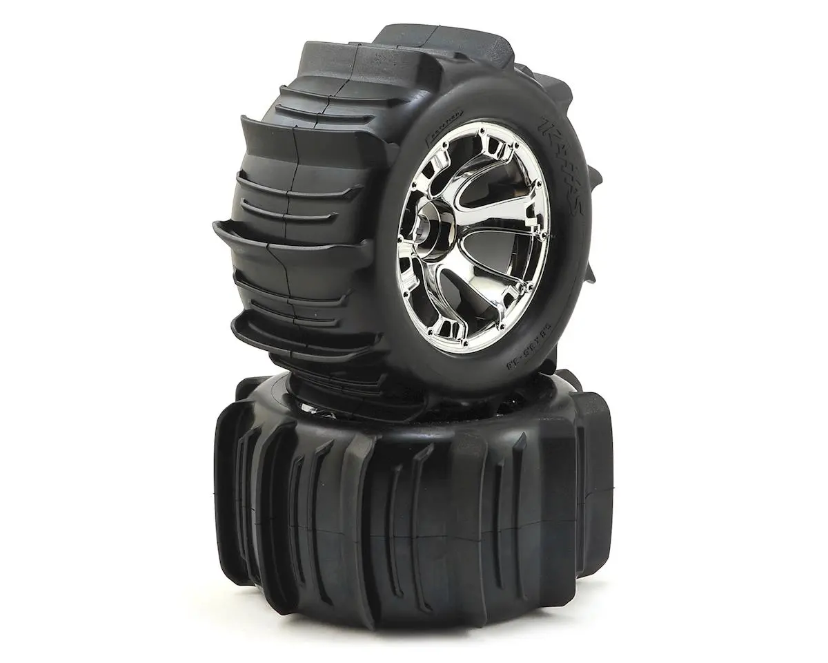 Paddle Tires 3.8" Pre-Mounted Tires W/17Mm Geode Wheels (2) (Chrome) 1