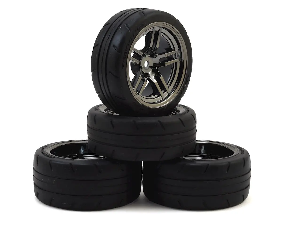 4-Tec 2.0 1.9" Response Front & Rear Pre-Mounted Tires (Black Chrome) W/12Mm Hex Split-Spoke Wheels (4) 1