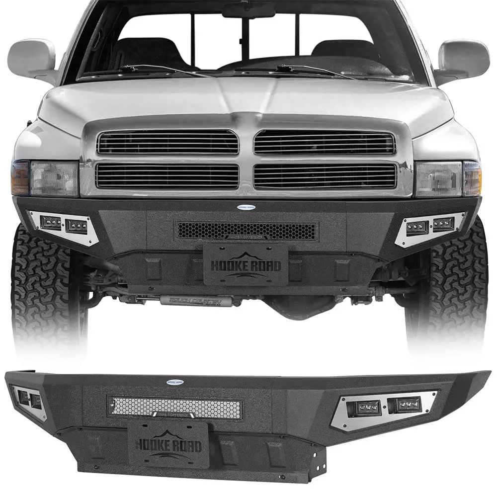 Truck Full-Width Front Bumper W/Skid Plate (1994-2001 Ram 1500 & 1994-2002 Ram 2500 3500) - Hooke Road 1