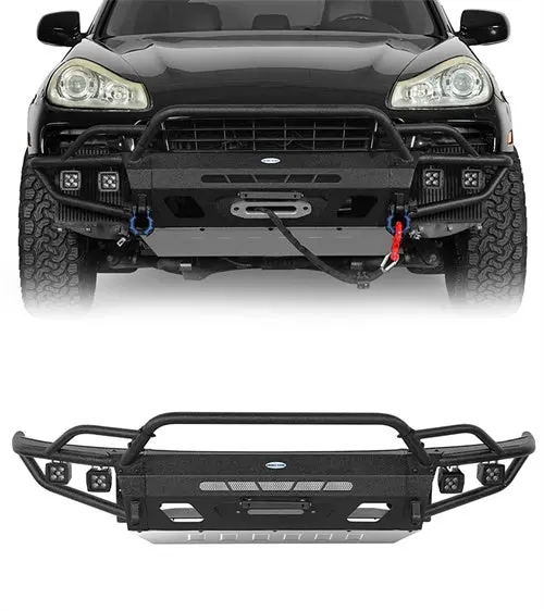 Tube Front Bumper W/ Winch Plate & 4 Led Spot Lights (08-10 Porsche Cayenne 957) - Hooke Road 1
