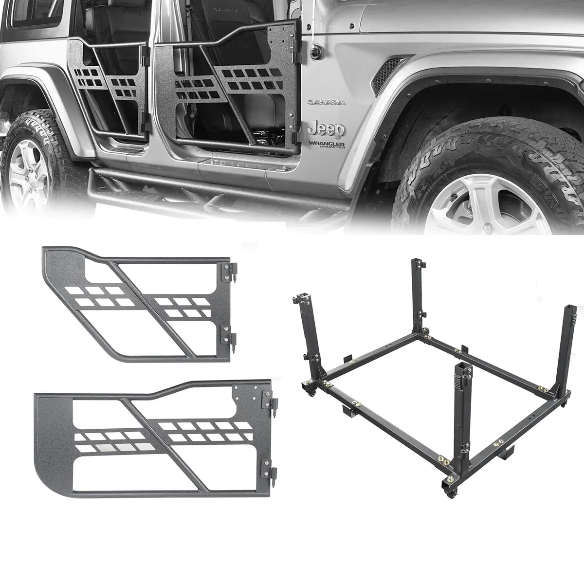 Hooke Road Tubular Door & Rock Crawler Door Storage(18-26 Jeep Wrangler Jl & Jeep Gladiator Jt 4 Doors) 1
