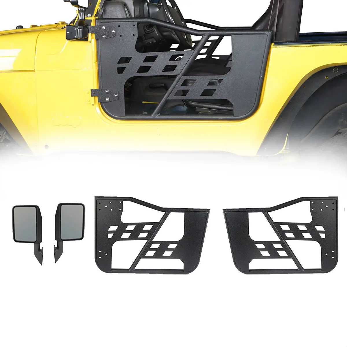 Tube Half Door W/Side Mirrors(97-06 Jeep Wrangler Tj) - Hooke Road 1