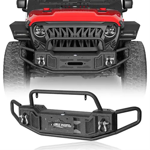 Tubular Front Bumper W/ Winch Plate For 2018-2026 Jeep Wrangler Jl & Gladiator Jt - Hooke Road 1