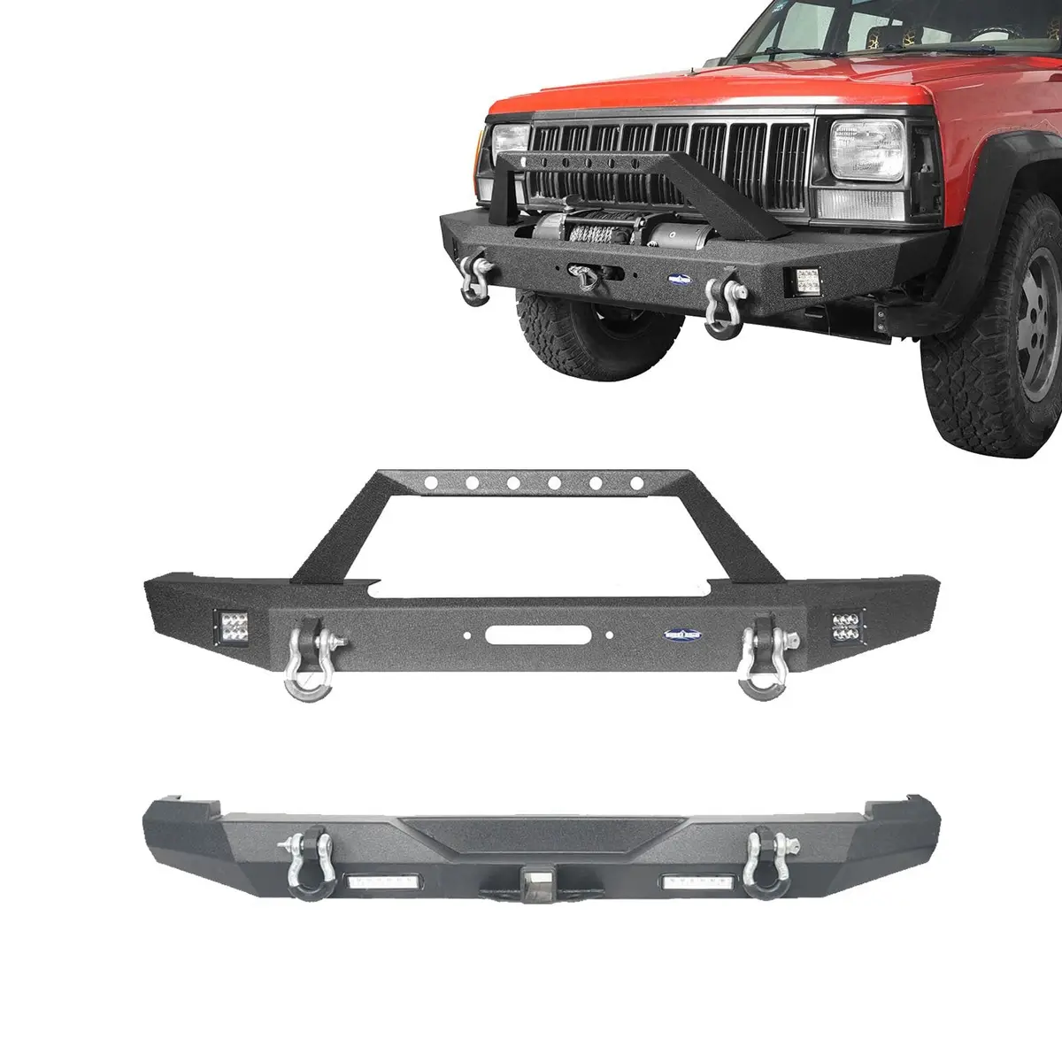 Hooke Road Full Width Front & Rear Bumper Combo(84-01 Jeep Cherokee Xj) 1