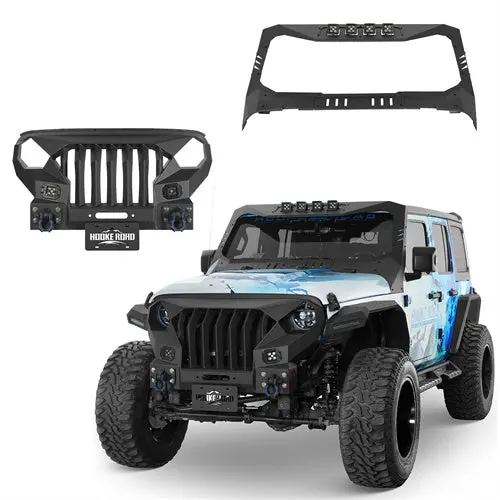 Hooke Road Mad Max Front Bumper & Windshield Frame Cover(18-26 Jeep Wrangler Jl & Gladiator Jt; Excluding Wrangler 4Xe, Rubicon 392, Jt Mojave) 1