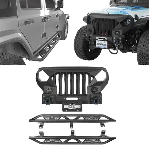 Hooke Road Mad Max Front Bumper & Side Steps(18-26 Jeep Wrangler Jl 4-Door) 1