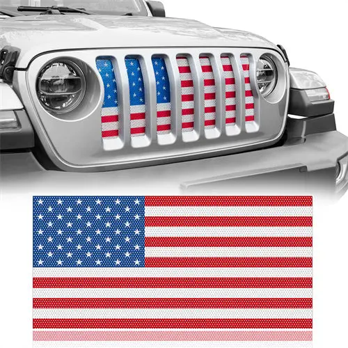 Front Us American Flag Jeep Grille Insert (18-26 Jeep Wrangler Jl & Gladiator Jt) - Hooke Road 1