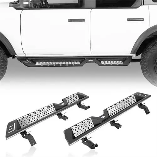 Wheel To Wheel Running Boards Nerf Side Step Bars For 2021-2026 Ford Bronco 4-Door - Hooke Road 1