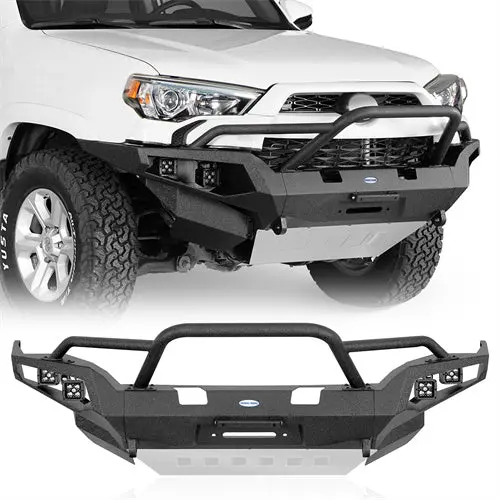 Full Width Front Bumper W/ Winch Plate & 4 Led Spot Lights (14-24 Toyota 4Runner) - Hooke Road 1