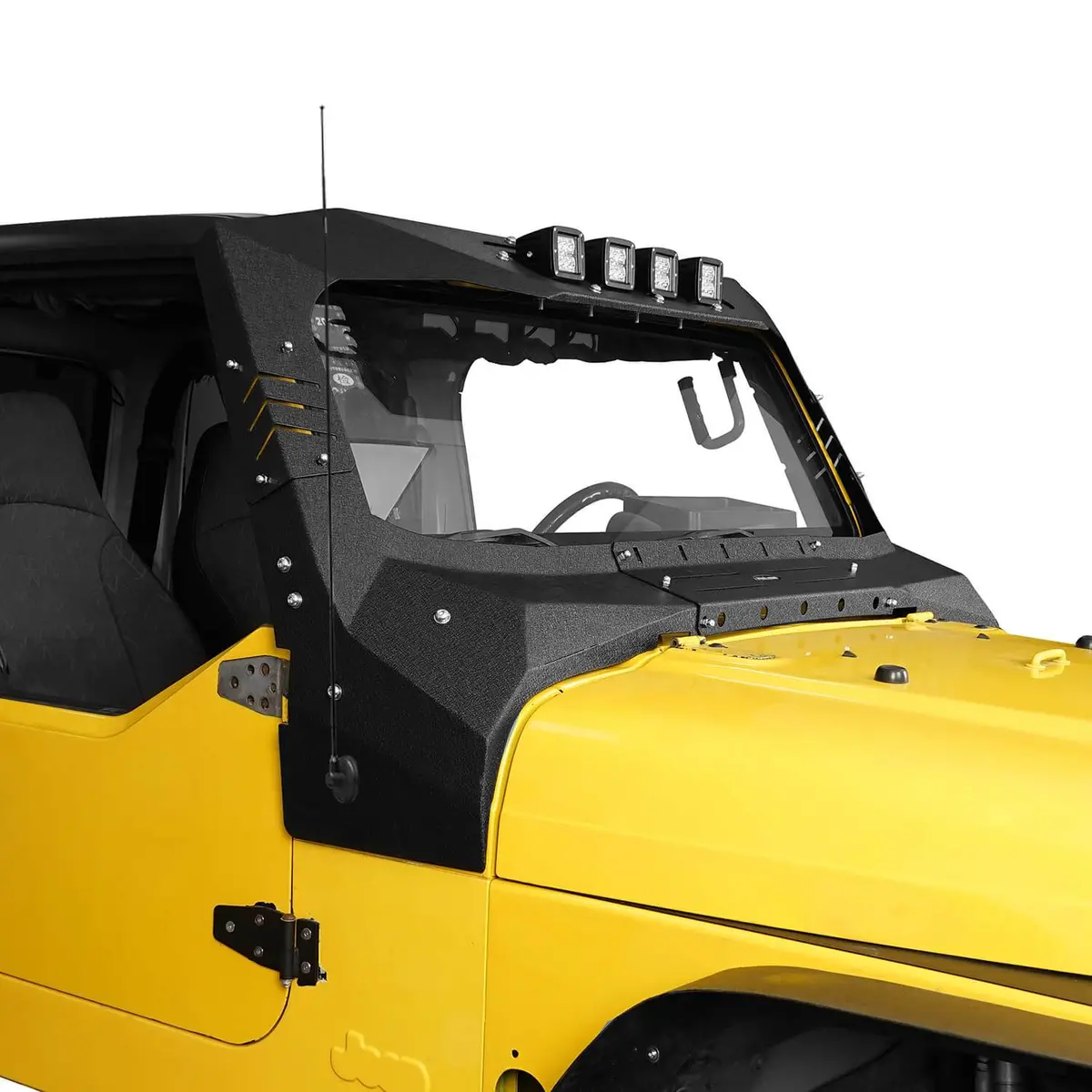 Hooke Road Windshield Frame Cover Visor Cowl Armor W/Lights(97-06 Jeep Wrangler Tj) 1