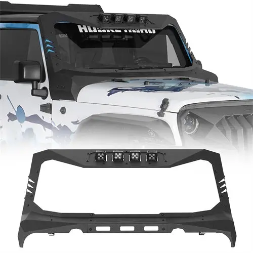Windshield Frame Cover Visor Roof Sun Visor Cowl Body Armor(07-18 Jeep Wrangler Jk) - Hooke Road 1