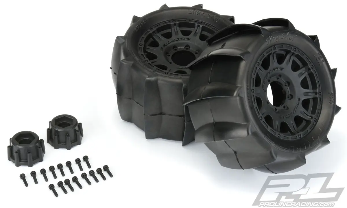 1179-10 Sling Shot 3.8" Sand Tires Mounted W/ 17Mm Mt F/R Black Wheels 1