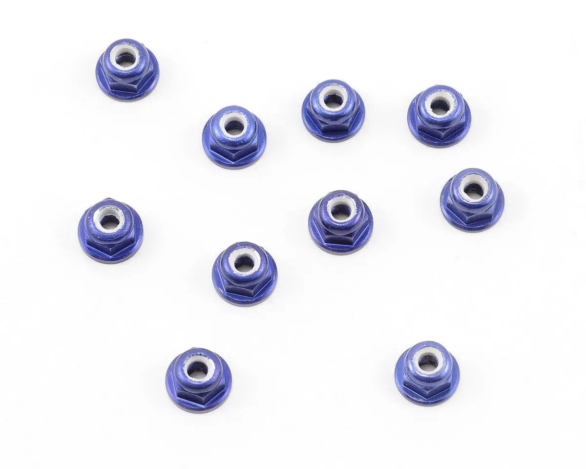 Factory Team 3Mm Aluminum Flanged Locknut (Blue) (10) 1