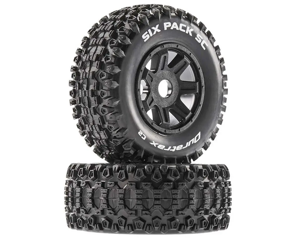 Duratrax Six Pack Short Course Pre-Mounted Tires (Soft) W/17Mm Hex (Black) (2) 1