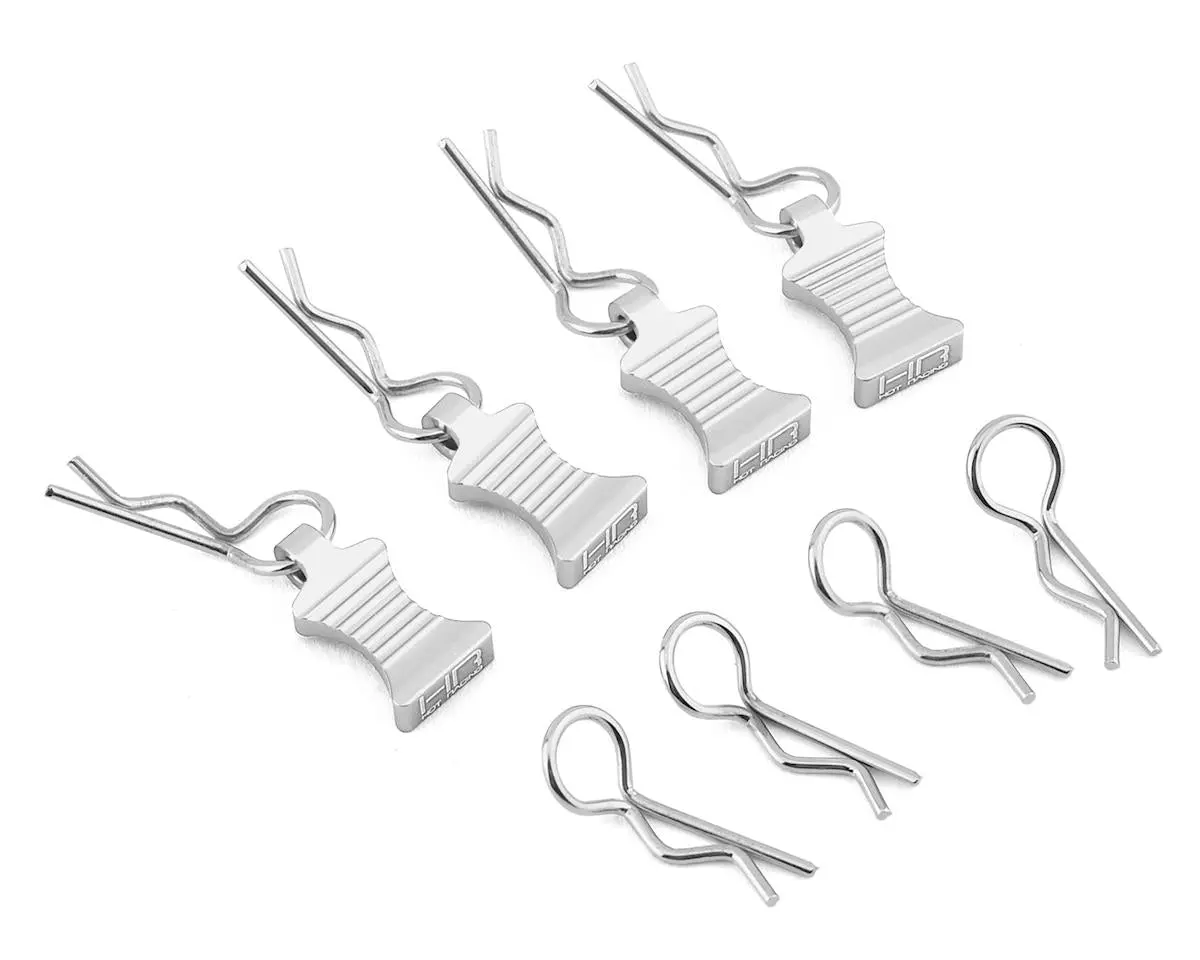 Hot Racing 1/10 Aluminum Ez Pulls W/Body Clips (Silver) (4) 1
