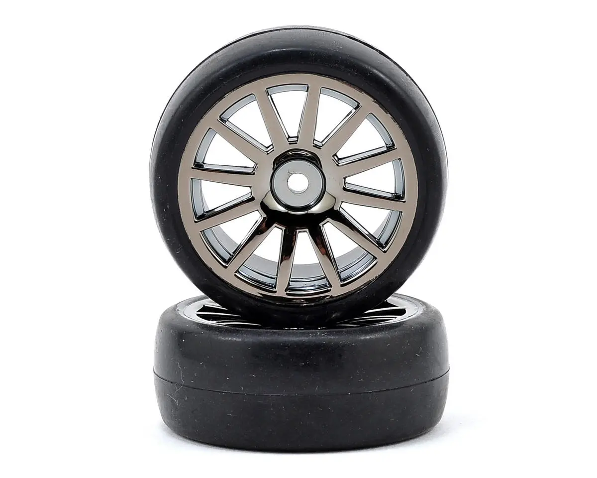 Latrax Pre-Mounted Slick Tires & 12-Spoke Wheels (Black Chrome) (2) 1