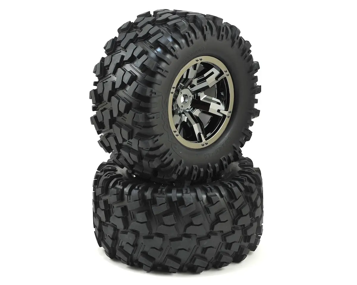X-Maxx Pre-Mounted Tires & Wheels (Black Chrome) (2) 1